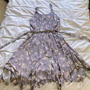 LC Lauren Conrad Purple Floral Ruffle Midi Dress - Like New